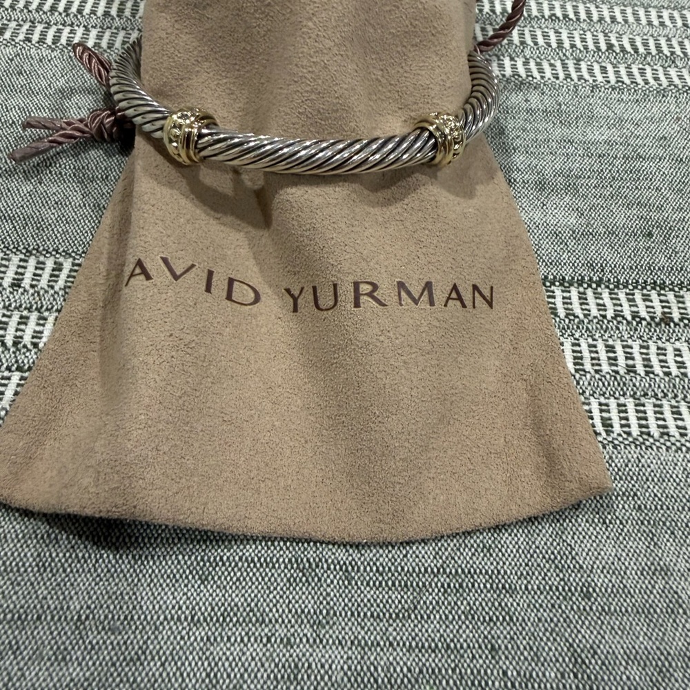 MULTIPLE David Yurman Silver Cable Cuff with Gold Accent - Picture 4 of 10